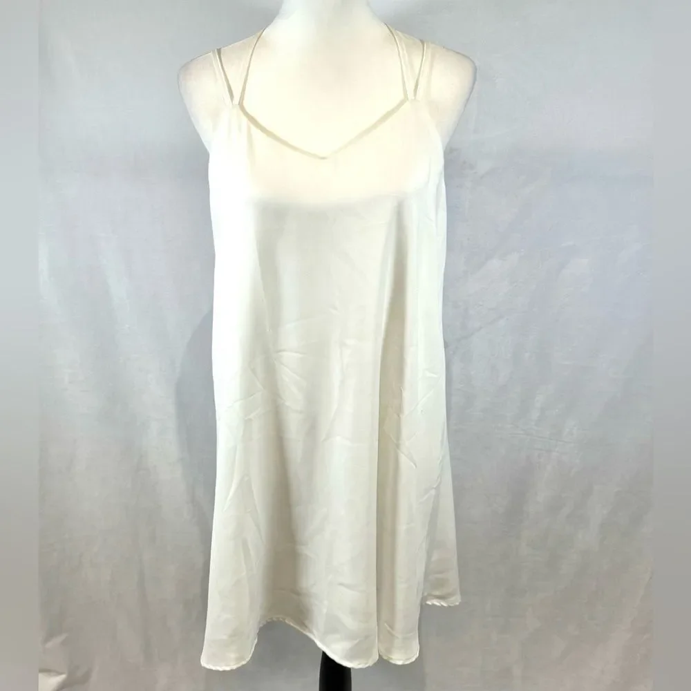 Very J white strappy vneck shift dress size small